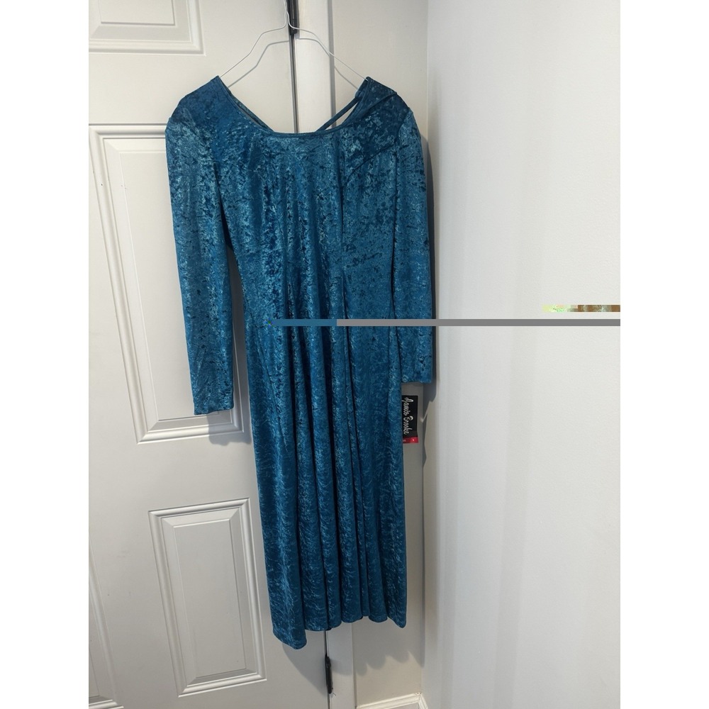 Vintage Jamie Brooke Women's‎ Blue Crushed Velvet Dress Sz 6 NWT Shoulder Pads